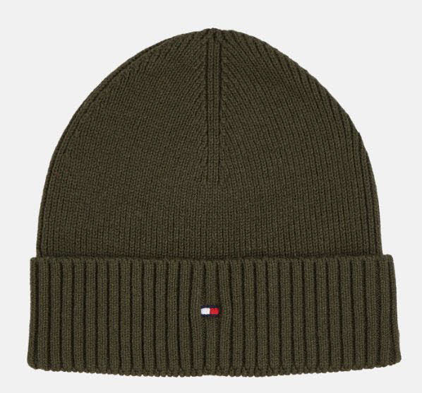 Tommy Hilfiger TH FLAG PIMA COTTON BEANIE Mütze Oliv