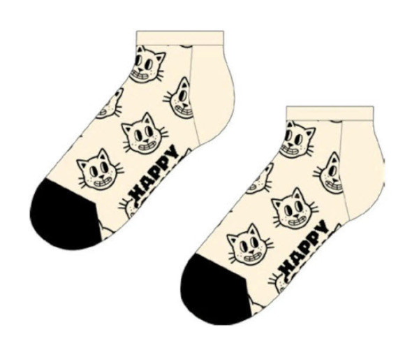 Happy Socks Cat Sneakersocken beige