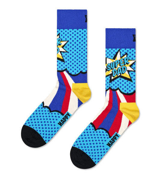 Happy Socks Super Dad Socken Blau - Bild 1
