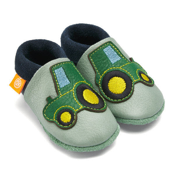 Orangenkinder Herbert der Trecker SOFT Hausschuh Grün - Bild 1