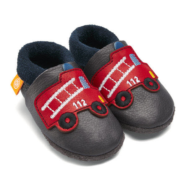 Orangenkinder Frankie die Feuerwehr SOFT Hausschuh Grau - Bild 1