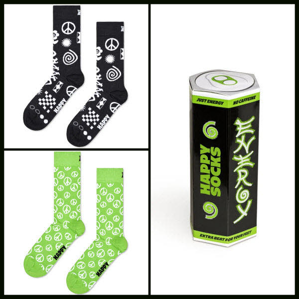 Happy Socks Energy Drink Socken 2-Pack Weiß - Bild 1