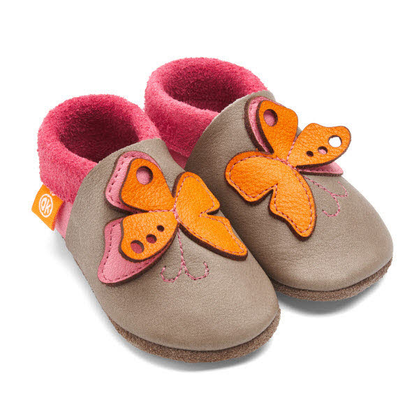 Orangenkinder SOFT Schmetterling 3D Hausschuh Beige - Bild 1