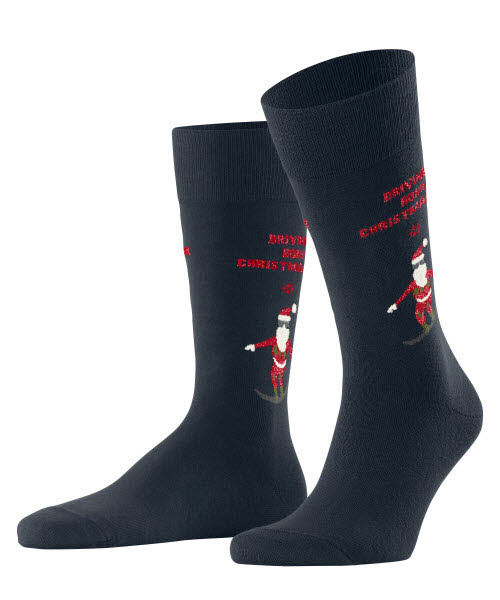 Burlington X-Mas Santa Snowboarding Socken Blau - Bild 1