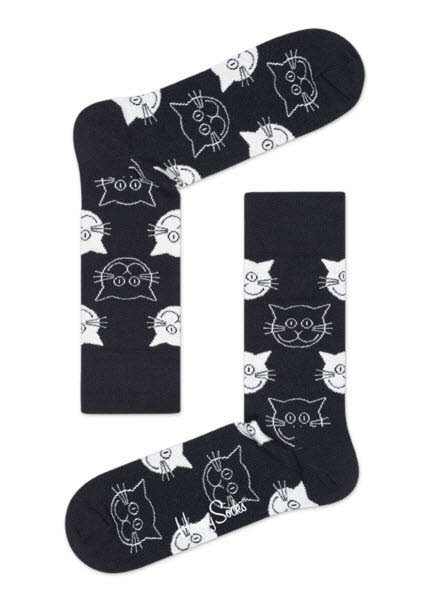 Happy Socks Cat Socken Schwarz - Bild 1