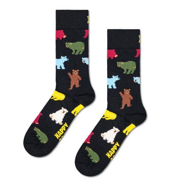 Happy Socks Socken Bär Schwarz