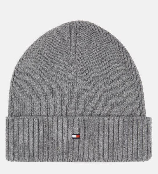Tommy Hilfiger TH FLAG PIMA COTTON BEANIE Mütze Grau - Bild 1