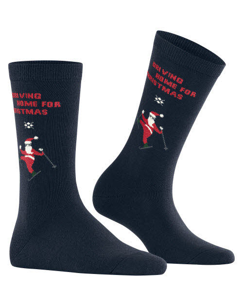 Burlington X-Mas Santa Skiing Socken Blau - Bild 1