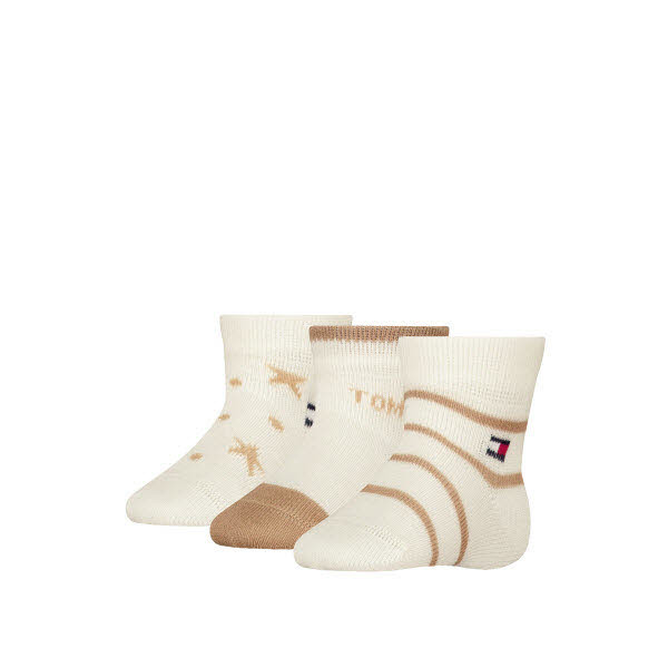 Tommy Hilfiger Newborn Geschenksbox Socken 3-Pack Khaki - Bild 1