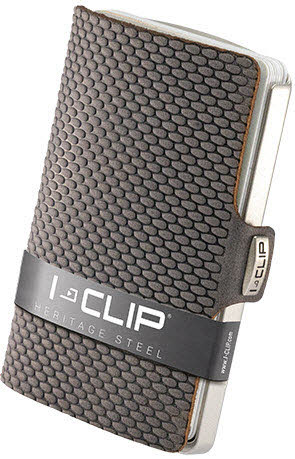 I-Clip Steel Blasted Milanaise Slim Wallet, Leder Grau